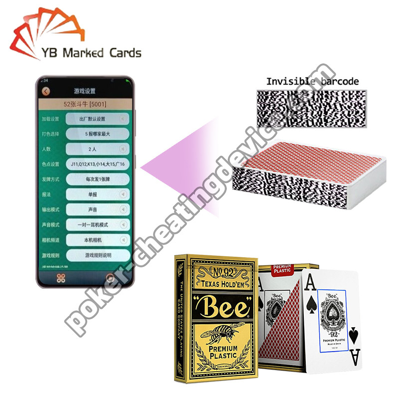 Bee giải trí đặc biệt mã vạch đánh dấu thẻ Decks nhựa Texas Hold'em thẻ rộng