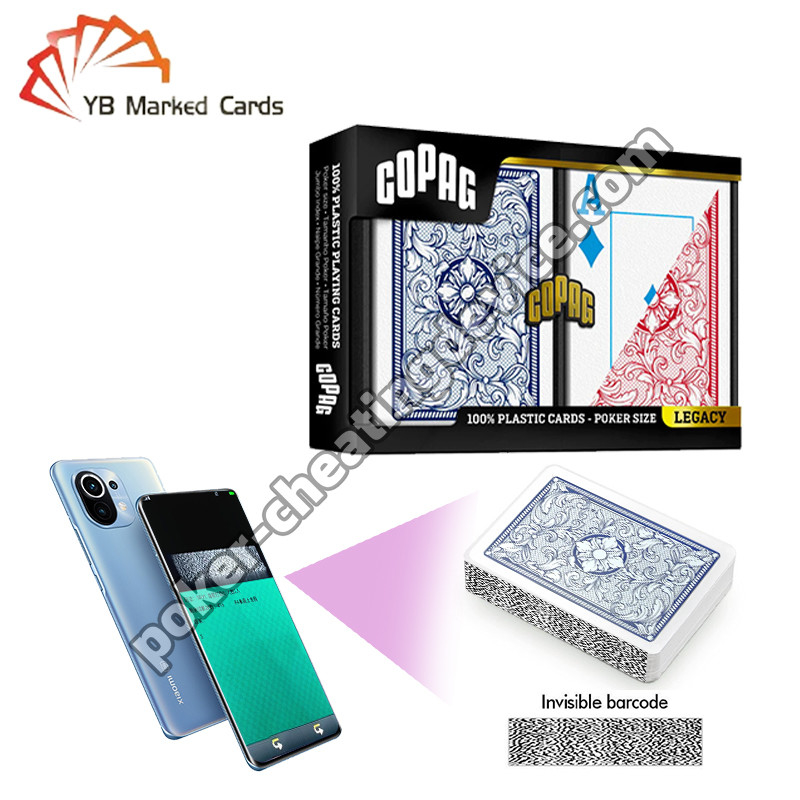 Copag Legacy 4 màu 100% nhựa mã vạch cheat Decks Blue / Red Double Deck