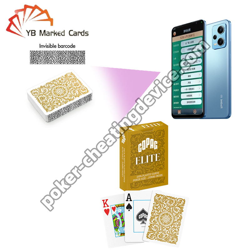 Copag Elite 100% nhựa tàng hình mã vạch đánh dấu Poker Decks Gold Single Deck