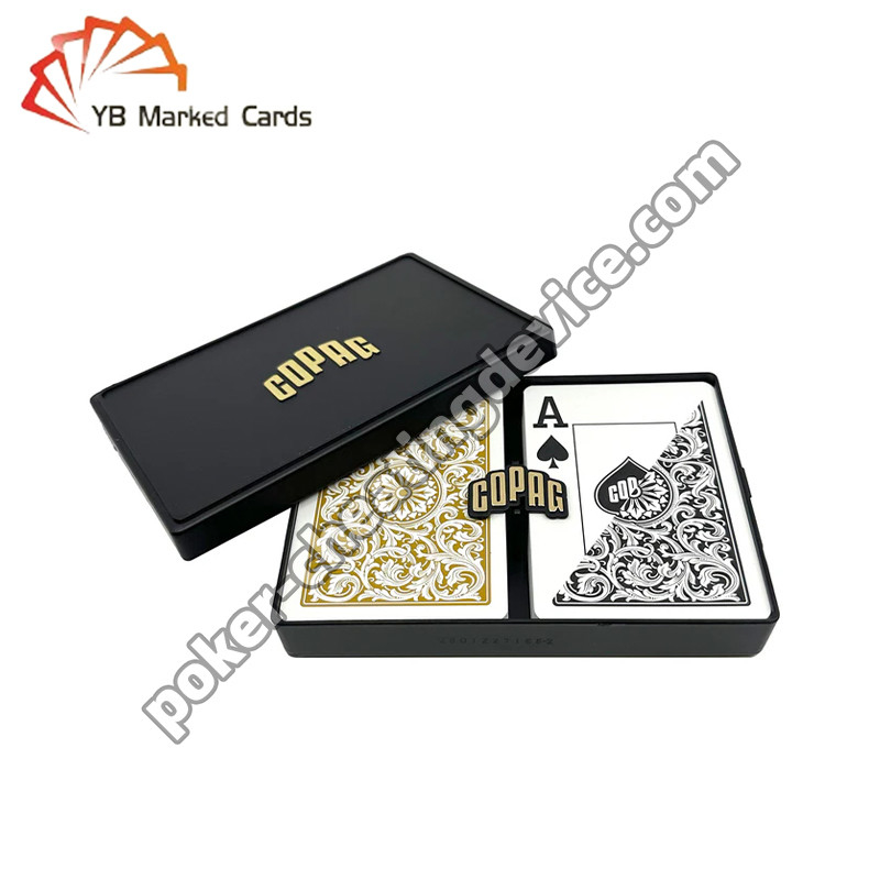 Copag 1546 100% nhựa vô hình hồng ngoại đánh dấu thẻ Đen / vàng bộ bài