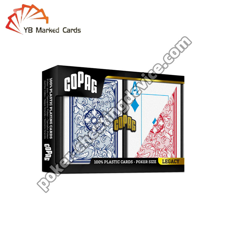 Copag Legacy mã vạch 4 màu Đánh dấu các bộ đồ Jumbo Index Blue / Red Double Deck