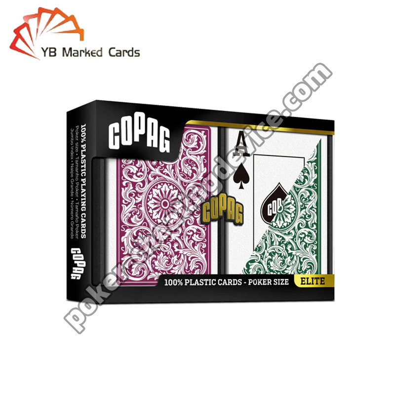 Bộ bài tây có mã vạch Copag 1546, chỉ số lớn, màu đỏ tía / xanh lá cây, bộ hai bộ