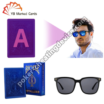 Xe đạp bí mật đánh dấu bài poker Golded Series Sapphire Blue cho kính râm Poker