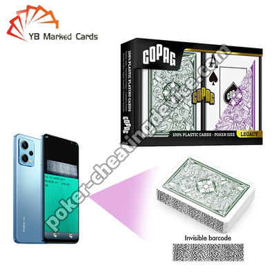 Copag Legacy Series 100% nhựa mã vạch vô hình thẻ lừa đảo xanh lá cây / tím
