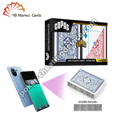 Copag Legacy 4 màu 100% nhựa mã vạch cheat Decks Blue / Red Double Deck