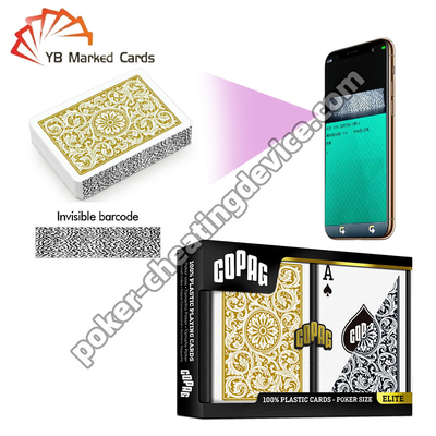 Copag 1546 100% thẻ mã vạch nhựa chỉ số thường Black / Gold Double Deck Set